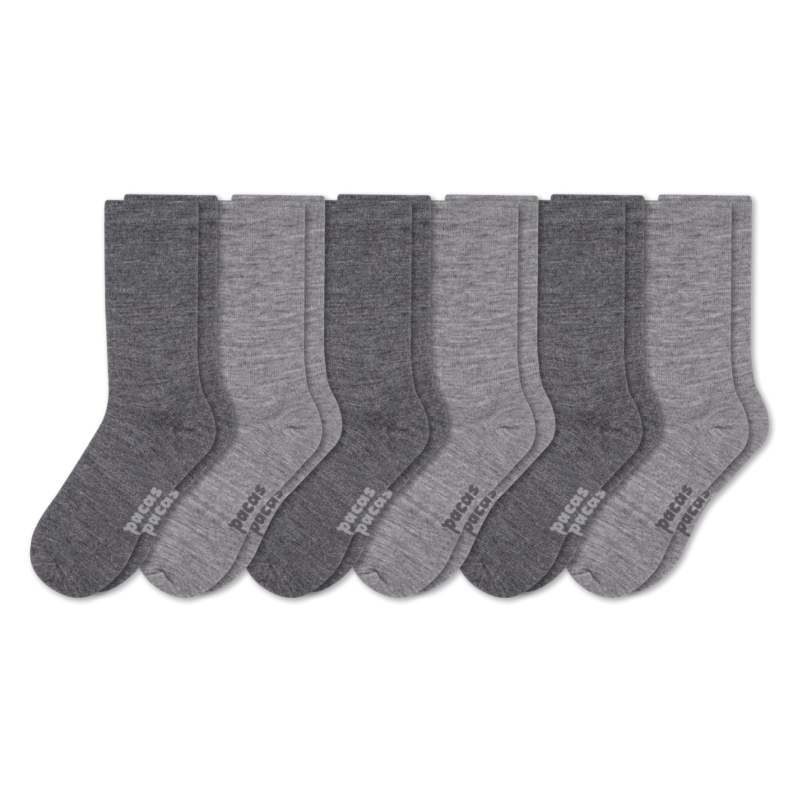 6 Pack - Men's Light-Weight Crew Pacas Socks