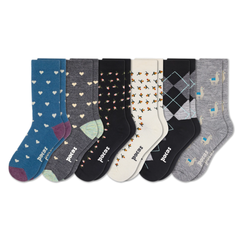 6 Pack - Women's Light-Weight Crew Pacas Socks