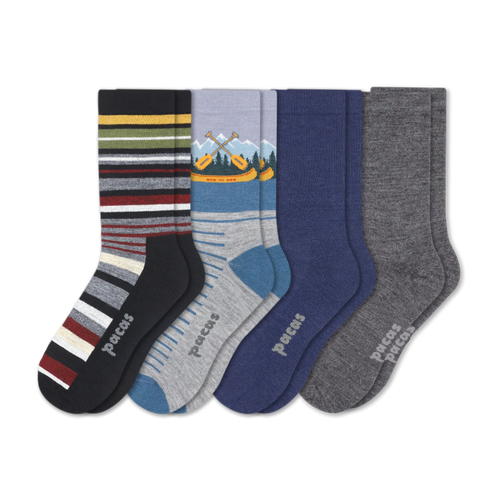 4 Pack - Men's Light-Weight Crew Pacas Socks