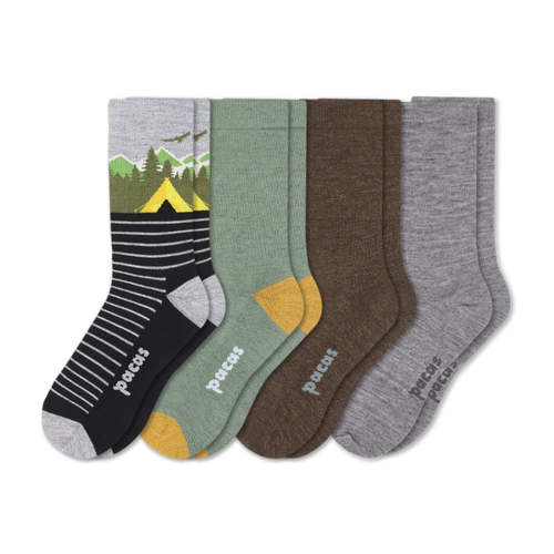 4 Pack - Men's Light-Weight Crew Pacas Socks