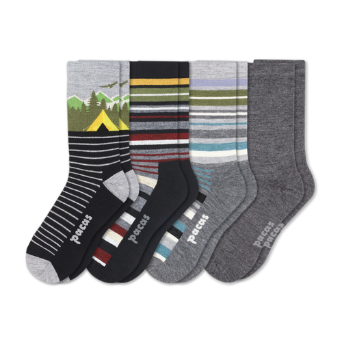 4 Pack - Men's Light-Weight Crew Pacas Socks