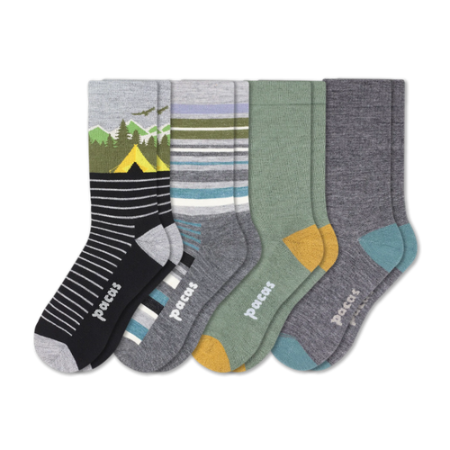 4 Pack - Men's Light-Weight Crew Pacas Socks