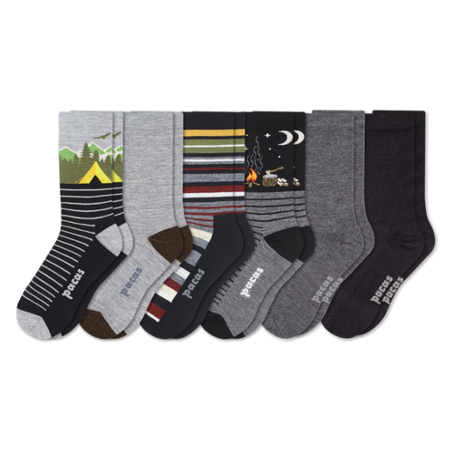 6 Pack - Men's Light-Weight Crew Pacas Socks