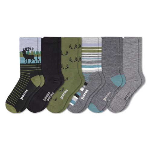 6 Pack - Men's Light-Weight Crew Pacas Socks