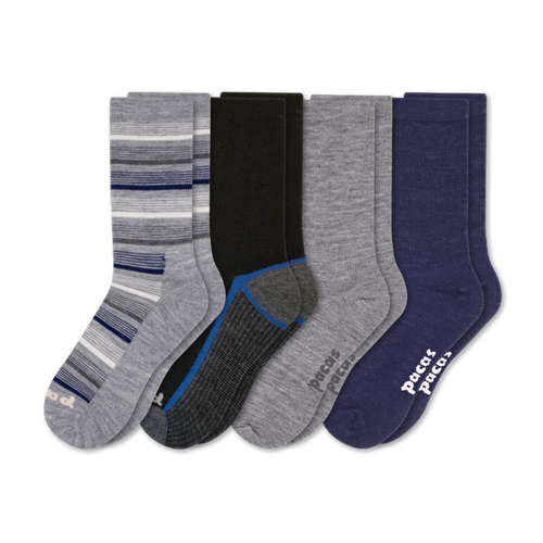 4 Pack - Men's Light-Weight Crew Pacas Socks