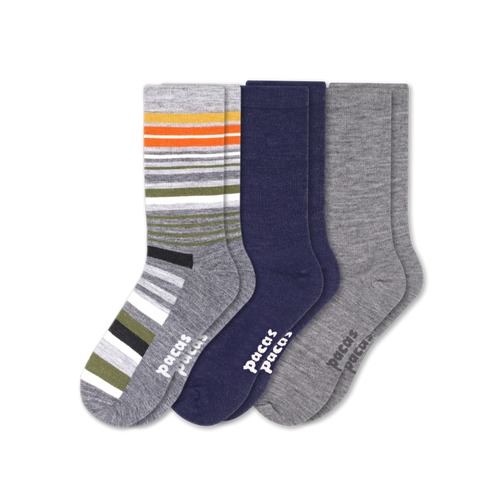 3 Pack - Men's Light-Weight Crew Pacas Socks