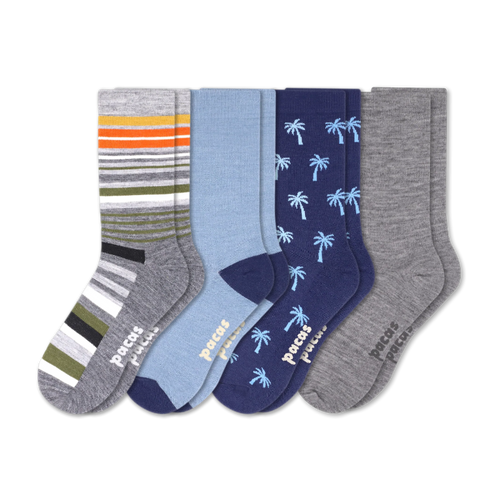4 Pack - Men's Light-Weight Crew Pacas Socks