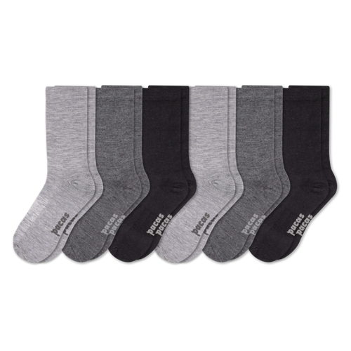 6 Pack - Men's Light-Weight Crew Pacas Socks