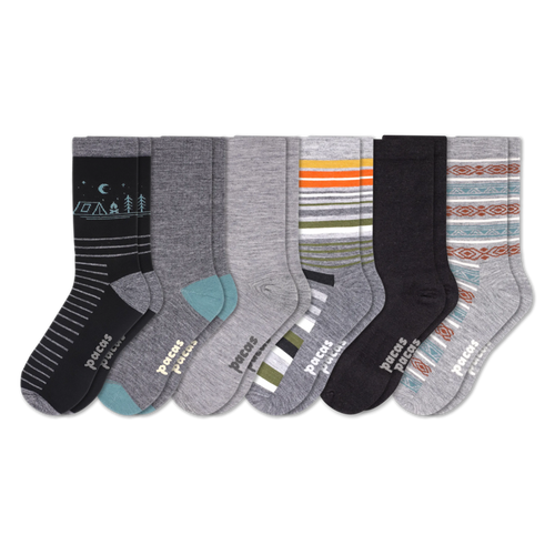 6 Pack - Men's Light-Weight Crew Pacas Socks