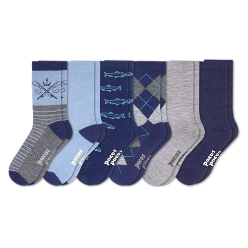 6 Pack - Men's Light-Weight Crew Pacas Socks