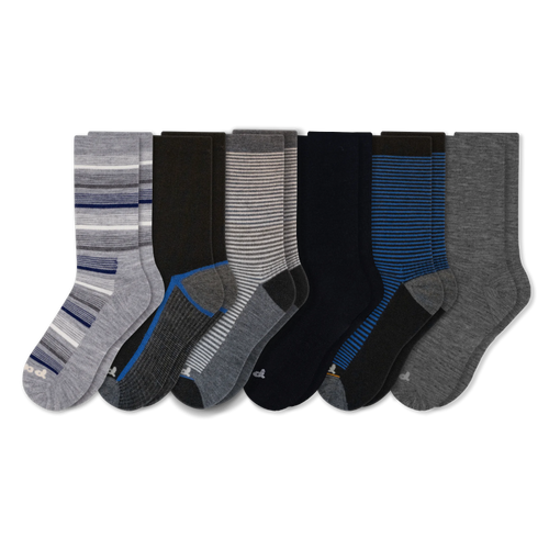 6 Pack - Men's Light-Weight Crew Pacas Socks