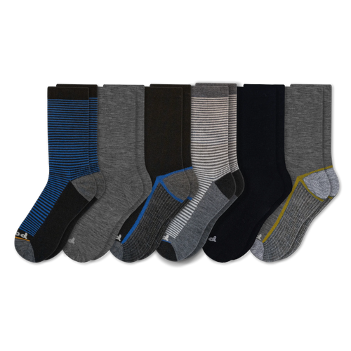 6 Pack - Men's Light-Weight Crew Pacas Socks