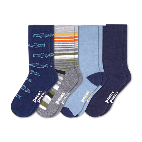 4 Pack - Men's Light-Weight Crew Pacas Socks
