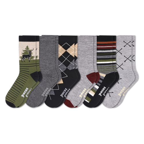 6 Pack - Men's Light-Weight Crew Pacas Socks