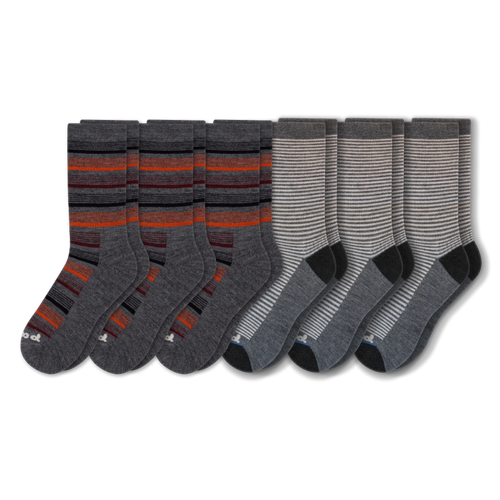 6 Pack - Men's Light-Weight Crew Pacas Socks