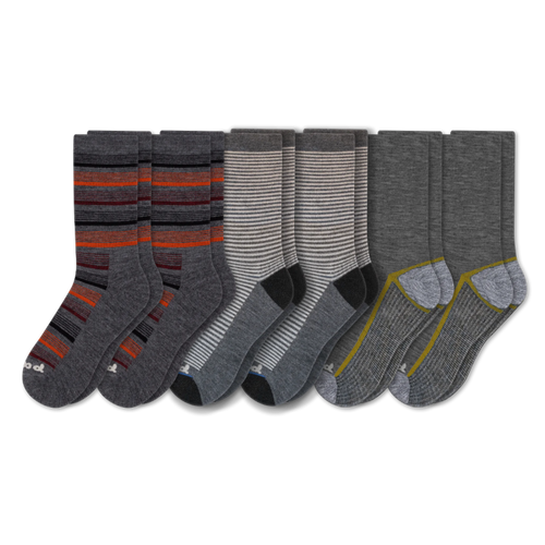 6 Pack - Men's Light-Weight Crew Pacas Socks