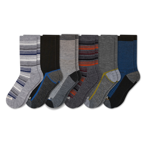 6 Pack - Men's Light-Weight Crew Pacas Socks