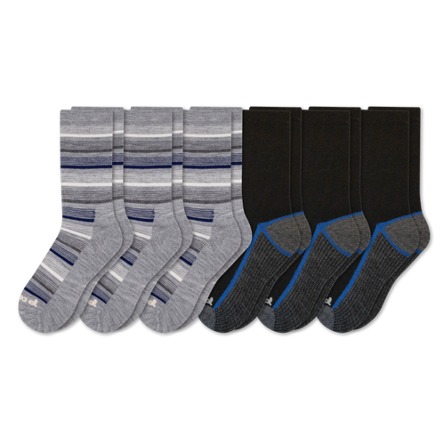 6 Pack - Men's Light-Weight Crew Pacas Socks