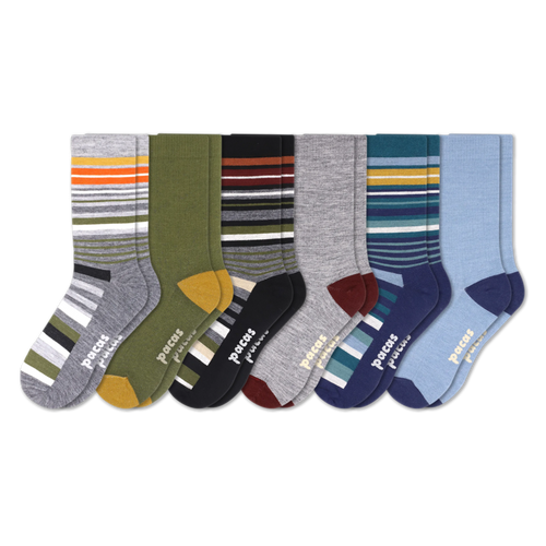 6 Pack - Men's Light-Weight Crew Pacas Socks