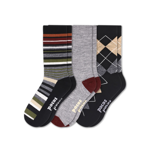 3 Pack - Men's Light-Weight Crew Pacas Socks