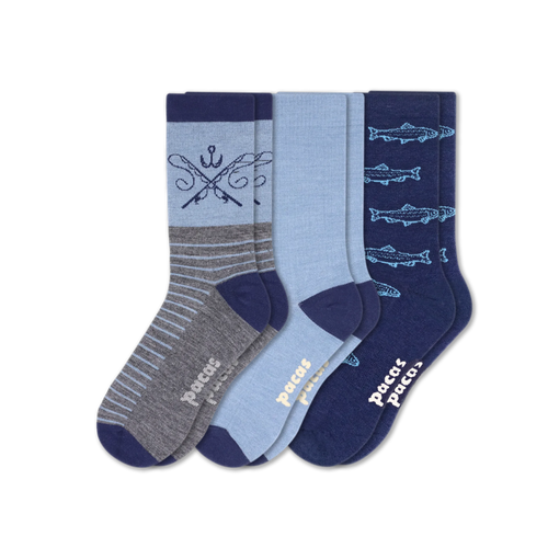 3 Pack - Men's Light-Weight Crew Pacas Socks