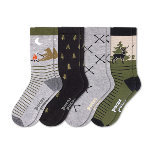 4 Pack - Men's Light-Weight Crew Pacas Socks