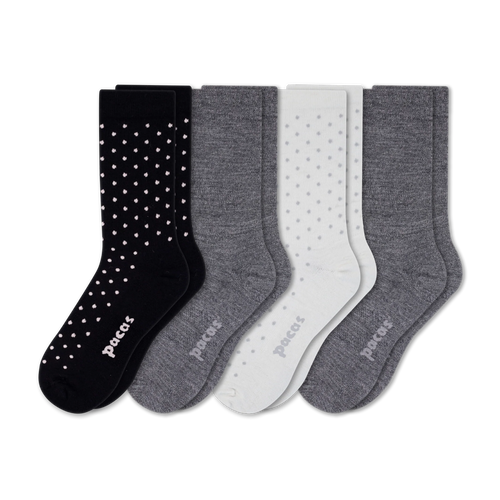 4 Pack - Women's Light-Weight Crew Pacas Socks
