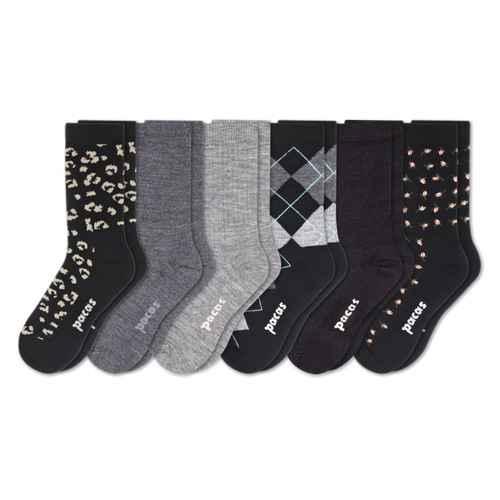 6 Pack - Women's Light-Weight Crew Pacas Socks