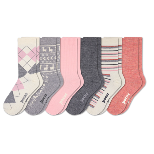6 Pack - Women's Light-Weight Crew Pacas Socks