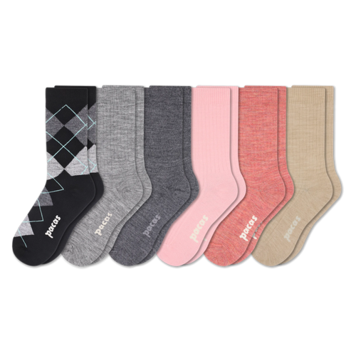 6 Pack - Women's Light-Weight Crew Pacas Socks