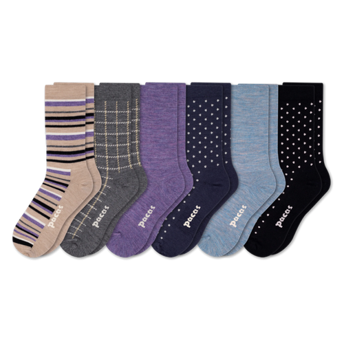 6 Pack - Women's Light-Weight Crew Pacas Socks