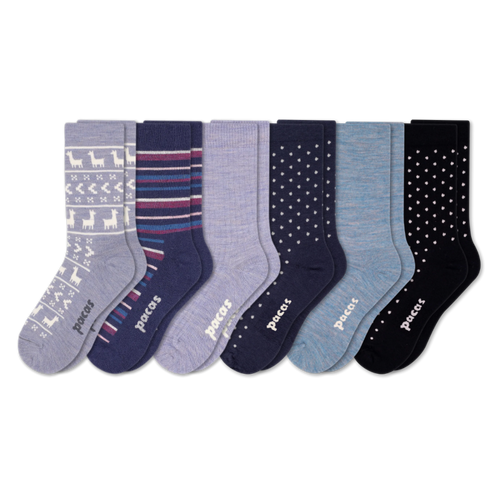 6 Pack - Women's Light-Weight Crew Pacas Socks