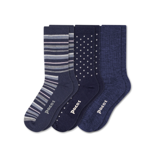 3 Pack - Women's Light-Weight Crew Pacas Socks