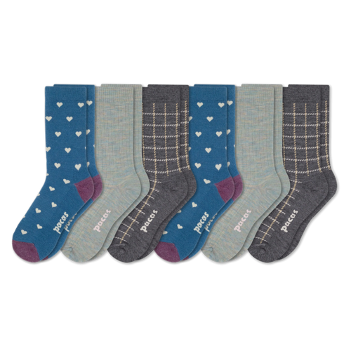 6 Pack - Women's Light-Weight Crew Pacas Socks