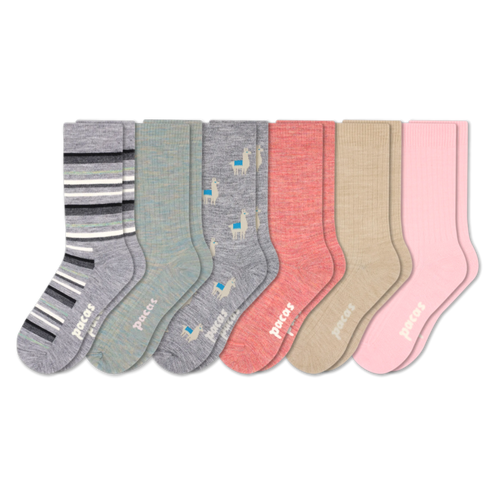 6 Pack - Women's Light-Weight Crew Pacas Socks