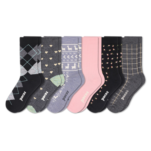 6 Pack - Women's Light-Weight Crew Pacas Socks