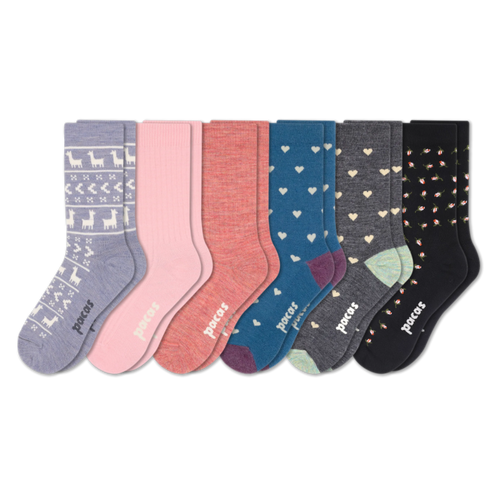 6 Pack - Women's Light-Weight Crew Pacas Socks