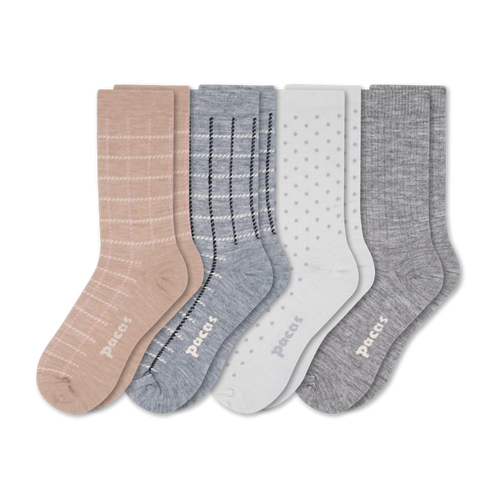 4 Pack - Women's Light-Weight Crew Pacas Socks