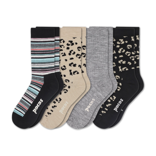4 Pack - Women's Light-Weight Crew Pacas Socks