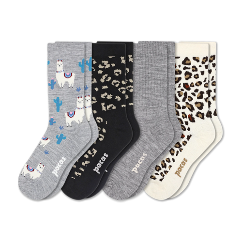 4 Pack - Women's Light-Weight Crew Pacas Socks