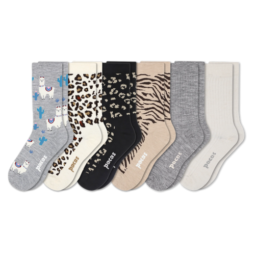 6 Pack - Women's Light-Weight Crew Pacas Socks