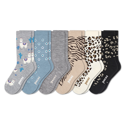 6 Pack - Women's Light-Weight Crew Pacas Socks