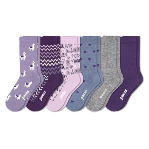 6 Pack - Women's Light-Weight Crew Pacas Socks