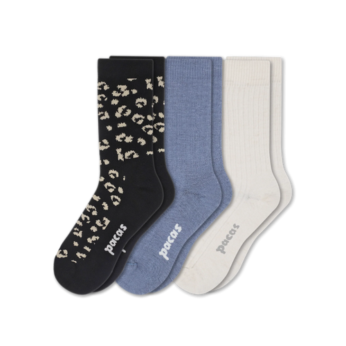 3 Pack - Women's Light-Weight Crew Pacas Socks
