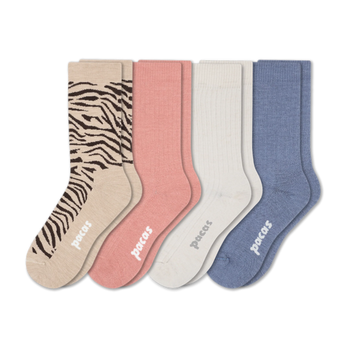 4 Pack - Women's Light-Weight Crew Pacas Socks