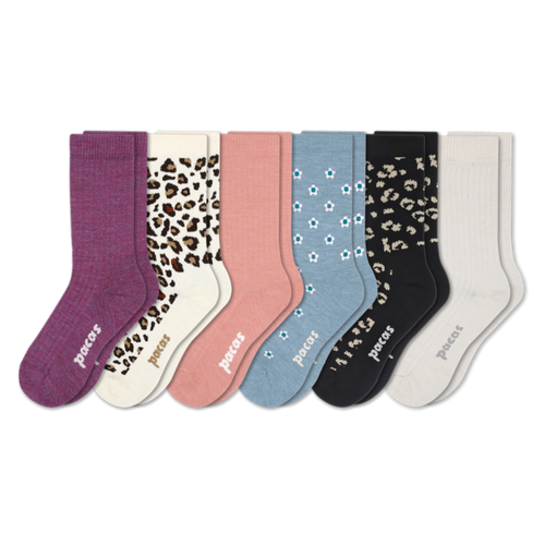 6 Pack - Women's Light-Weight Crew Pacas Socks