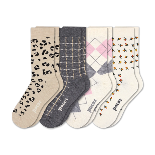 4 Pack - Women's Light-Weight Crew Pacas Socks