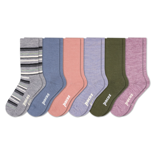 6 Pack - Women's Light-Weight Crew Pacas Socks