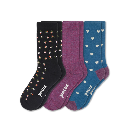 3 Pack - Women's Light-Weight Crew Pacas Socks