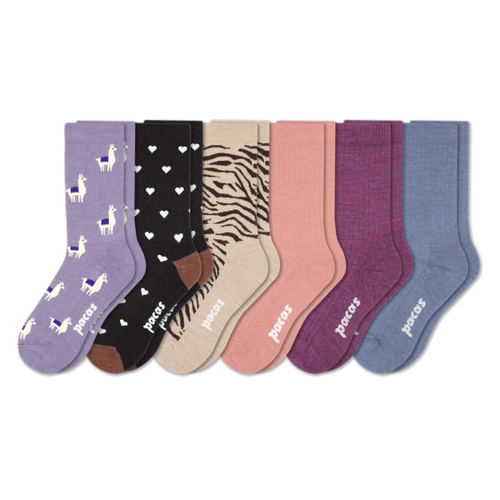 6 Pack - Women's Light-Weight Crew Pacas Socks